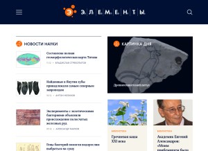 How elementy.ru looks like on a tablet such as an iPad.