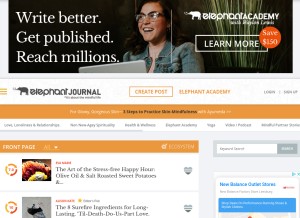 How elephantjournal.com looks like on a tablet such as an iPad.