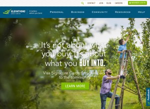 How elevationscu.com looks like on a tablet such as an iPad.