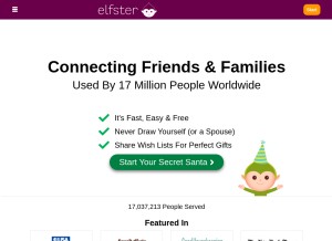 How elfster.com looks like on a tablet such as an iPad.