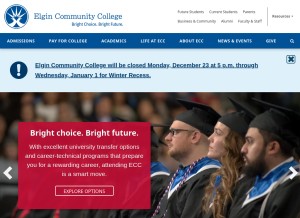 How elgin.edu looks like on a tablet such as an iPad.