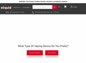 How eliquidstop.com looks like on a tablet such as an iPad.