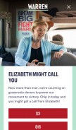 How elizabethwarren.com looks like on a mobile device such as an iPhone.