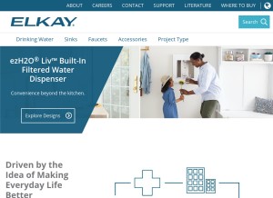 How elkay.com looks like on a tablet such as an iPad.