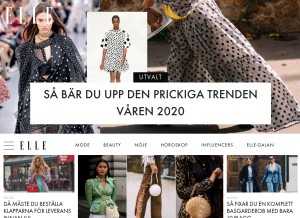 How elle.se looks like on a tablet such as an iPad.