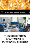How elledecor.com looks like on a mobile device such as an iPhone.