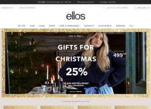 How ellos.se looks like on a tablet such as an iPad.