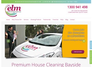 How elmcleaning.com.au looks like on a tablet such as an iPad.