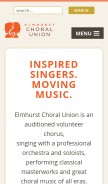 How elmhurstchoralunion.org looks like on a mobile device such as an iPhone.