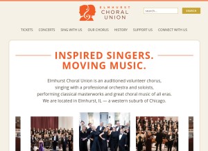 How elmhurstchoralunion.org looks like on a tablet such as an iPad.