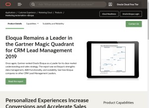 How eloqua.com looks like on a tablet such as an iPad.