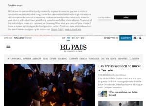 How elpais.com looks like on a tablet such as an iPad.