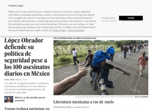 How elpais.es looks like on a tablet such as an iPad.