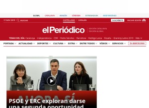How elperiodico.com looks like on a tablet such as an iPad.