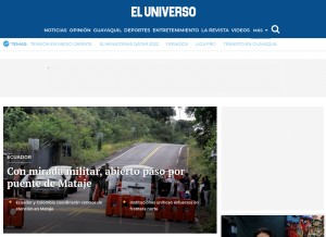 How eluniverso.com looks like on a tablet such as an iPad.