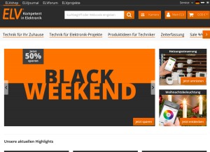 How elv.de looks like on a tablet such as an iPad.
