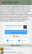 How elyrics.net looks like on a mobile device such as an iPhone.
