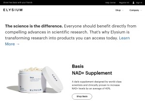 How elysiumhealth.com looks like on a tablet such as an iPad.