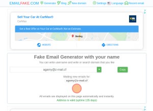 How emailfake.com looks like on a tablet such as an iPad.