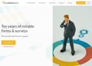 How emailmeform.com looks like on a tablet such as an iPad.