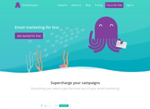 How emailoctopus.com looks like on a tablet such as an iPad.