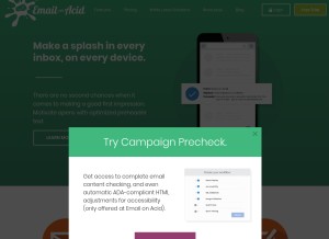 How emailonacid.com looks like on a tablet such as an iPad.