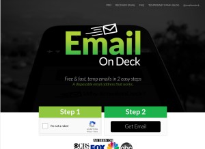 How emailondeck.com looks like on a tablet such as an iPad.