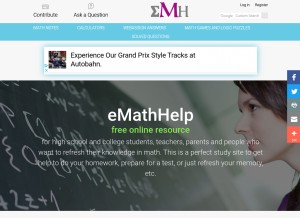 How emathhelp.net looks like on a tablet such as an iPad.
