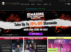 How emazinglights.com looks like on a tablet such as an iPad.