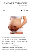 How embarazo10.com looks like on a mobile device such as an iPhone.