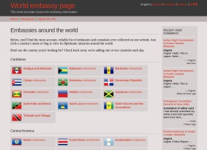 How embassy-finder.com looks like on a tablet such as an iPad.