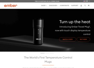 How embertech.com looks like on a tablet such as an iPad.