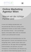 How emc-marketing.at looks like on a mobile device such as an iPhone.