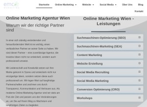 How emc-marketing.at looks like on a tablet such as an iPad.