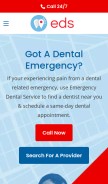 How emergencydentalservice.com looks like on a mobile device such as an iPhone.
