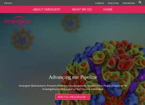 How emergentbiosolutions.com looks like on a tablet such as an iPad.