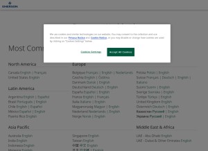 How emerson.com looks like on a tablet such as an iPad.