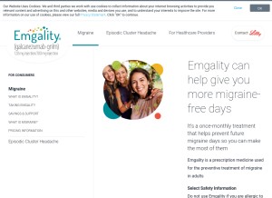 How emgality.com looks like on a tablet such as an iPad.