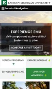 How emich.edu looks like on a mobile device such as an iPhone.