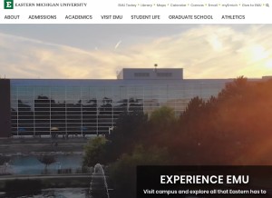 How emich.edu looks like on a tablet such as an iPad.