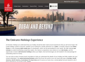 How emiratesholidays.com looks like on a tablet such as an iPad.