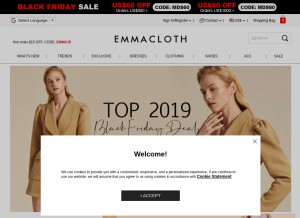 How emmacloth.com looks like on a tablet such as an iPad.