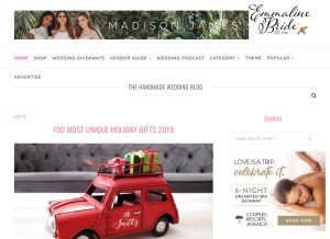 How emmalinebride.com looks like on a tablet such as an iPad.