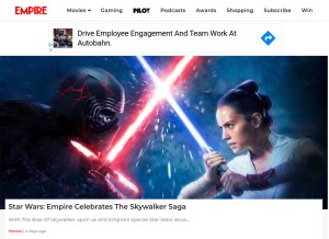 How empireonline.com looks like on a tablet such as an iPad.