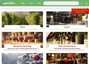 How empirewine.com looks like on a tablet such as an iPad.