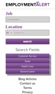 How employmentalert.com looks like on a mobile device such as an iPhone.