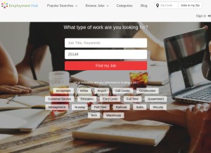How employmenthub.co looks like on a tablet such as an iPad.