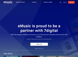 How emusic.com looks like on a tablet such as an iPad.