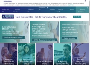 How enbrel.com looks like on a tablet such as an iPad.