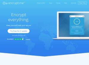 How encrypt.me looks like on a tablet such as an iPad.